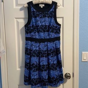 Blue and black floral dress